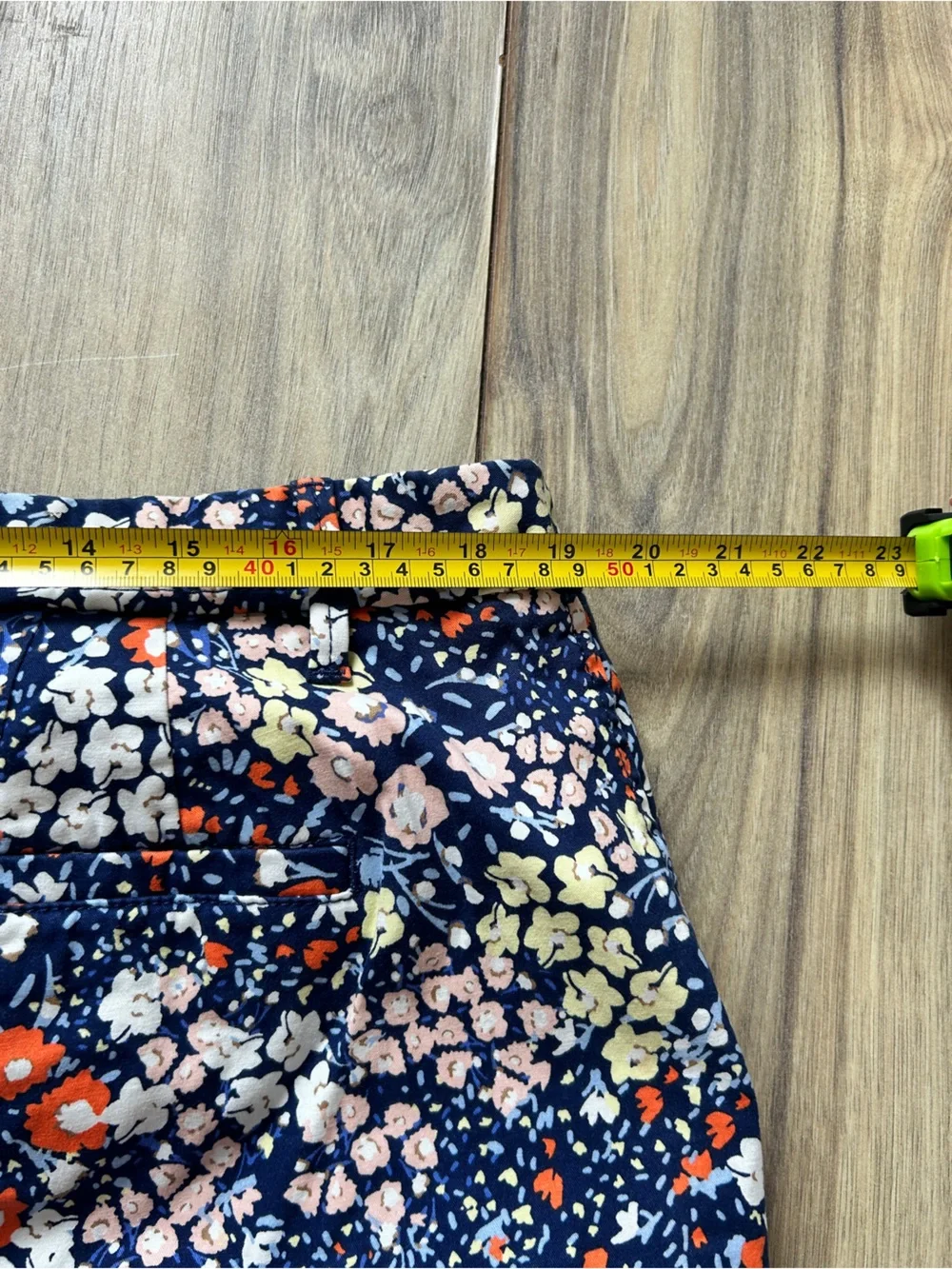 Talbots 7” Relaxed Chino Navy Floral Shorts with Orange and White Flowers